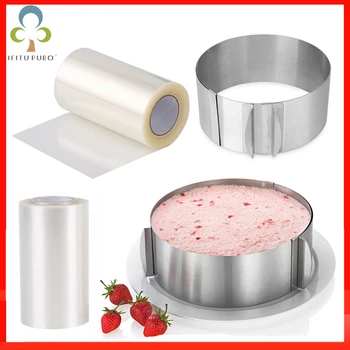 

Adjustable Mousse Ring & Cake Collar Surround Film Lining Ring Molds 3D Round Baking Mould Kitchen Dessert Decorating Tools ZXH