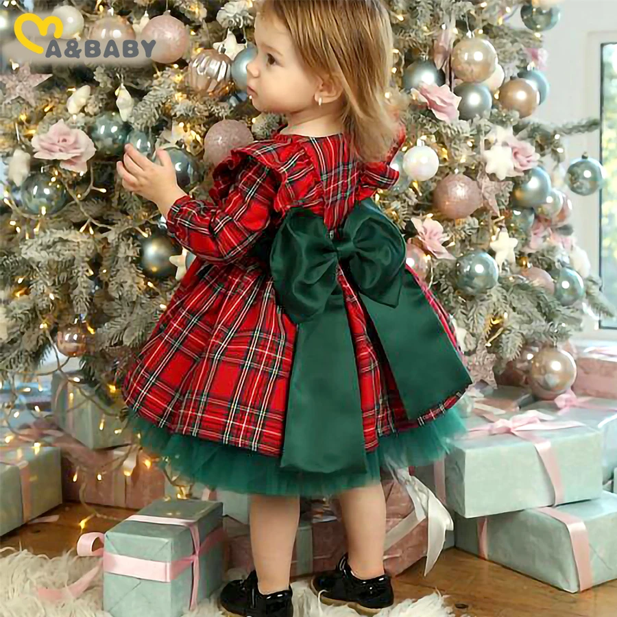 Ma & Baby 6Y Kerst Voor Meisjes Peuter Kid Kind Rode Plaid Boog Jurken Voor Meisje Xmas Party kostuums|Jurken| - AliExpress