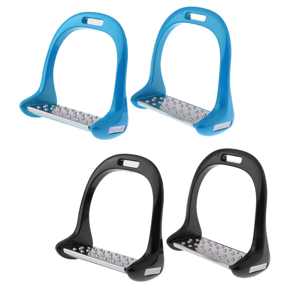 

2 Pair Lightweight Aluminium Stirrups Horse Equestrian Safety Stirrups with Stainless Steel Treads