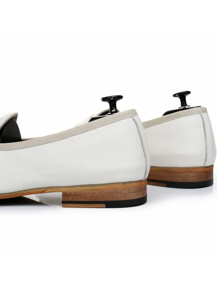 Spring Men Office Work Formal Shoes Slip On Loafers White