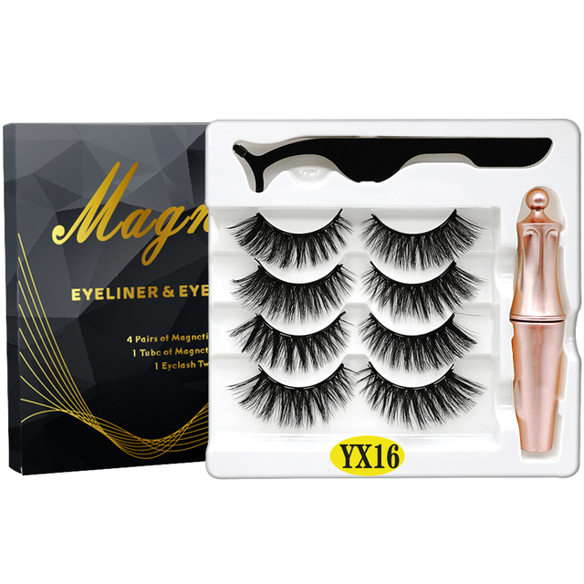 8PCS 2022 New 5 Magnet Magnetic Eyeliner 3D Kit Mink Eyelashes Natural with False Lashes with Tweezers
