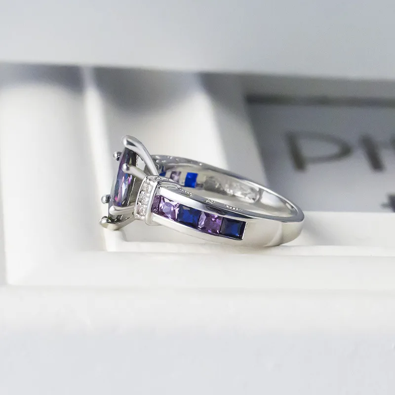 Jellystory Fashion Oval Shape Rings with Colorful Topaz Gemstones 925 Sterling Silver Jewelry Ring For Women Wedding Party Gifts silver ring wedding rings silver rings gemstone ring natural stone ring
