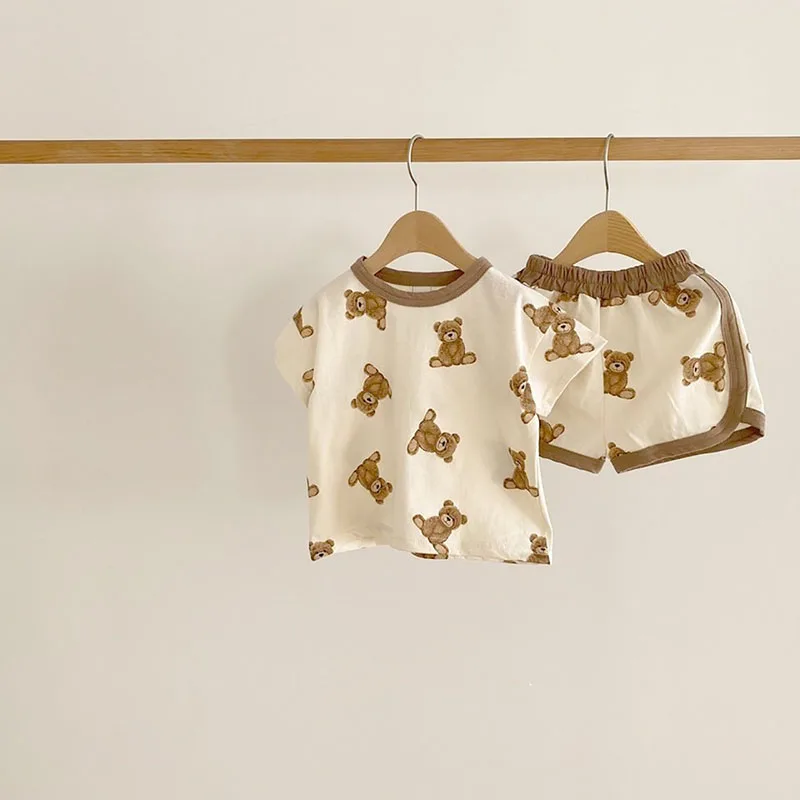 1422.0¥ 42% OFF|Milancel 綿のTシャツとショーツ,子供服のセット,小さな女の子と男の子のための衣装,2022...