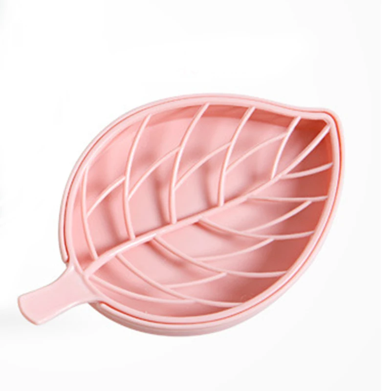 Pink 3 шт. листья формованное мыло полка Двухуровневая мыло дренажный органайзер для хранения для ванной HKS99 - Цвет: Pink
