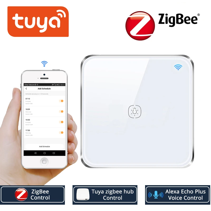 Tuya ZigBee переключатель без нейтрального провода работает с TuYa ZigBee концентратор сенсорный переключатель наклейка Smart Life приложение управление питание от TuYa