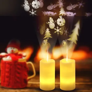 

LED Candle Light Flameless Projection Flickering Remote Control Christmas Decor with Electronic remote control size 15X8X8cm 67