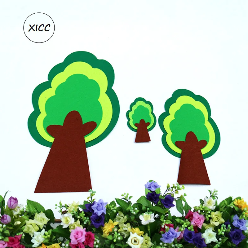 XICC горячая Распродажа Войлок нетканый зеленый заплатки дерево настенные