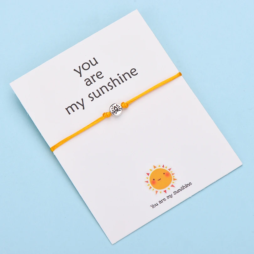 IYOE Wish Card You Are My Sunshine браслеты с глазами для женщин и мужчин, подарок на день рождения, винтажный браслет ручной работы с красной нитью