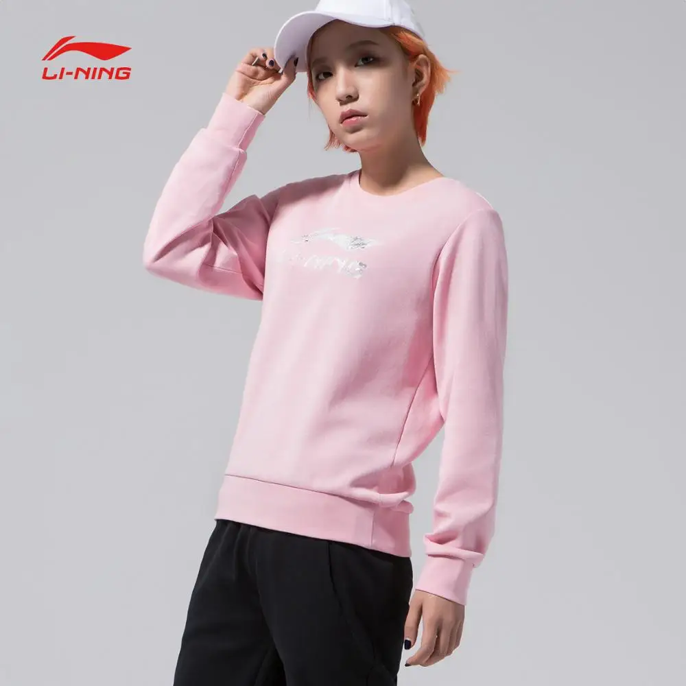 Li-Ning женский сверхмодный свитер, обычный крой, вязаный 87% хлопок 13% полиэстер, Удобная подкладка, спортивные свитера AWDN638 WWW984