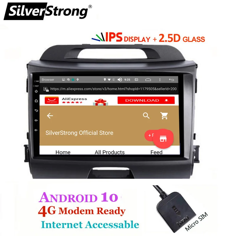 2.5D Android10.0 IPS автомобильный Android радио для KIA SPORTAGE 3 2009 2015 SilverStrong Navi SportageR GPS с опцией