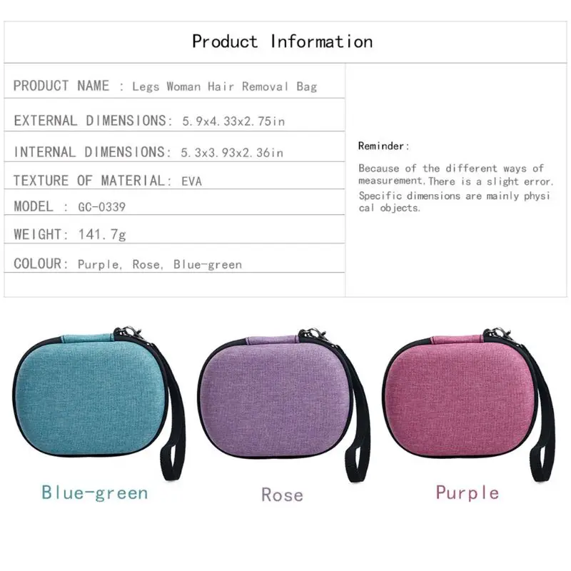 

Woman Hair Remover Device Hard Travel Storage Case Trim Bag Legs Portable Carry K92B