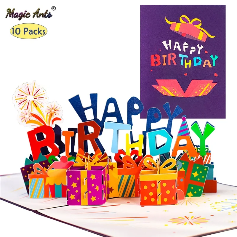 

10 Pack Happy Birthday Card for Wife Mom Dad Kids Pop-Up Birthday Gift 3D Greeting Cards
