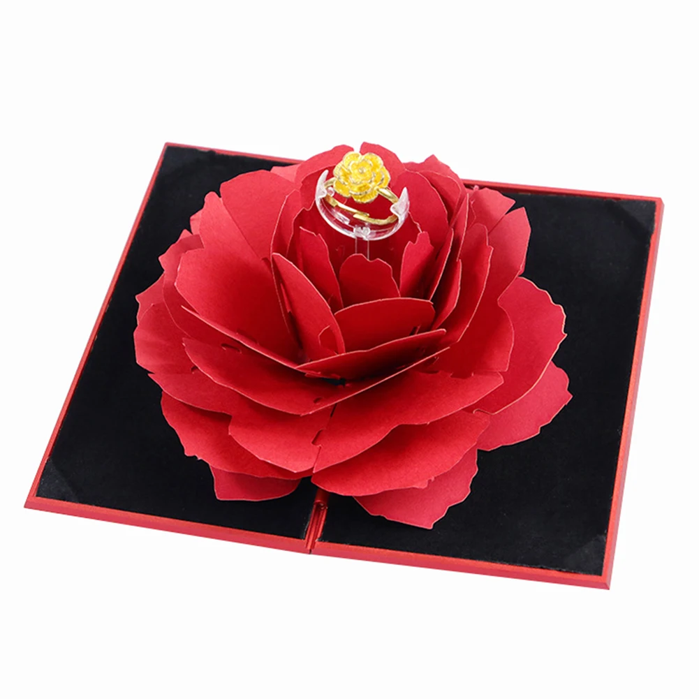 3D Футляр для колец обручальное кольцо роза цветок подарочные коробки для ювелирных изделий дисплей подарочная упаковка для ювелирных изделий в подарочной коробке ко Дню Св. Валентина