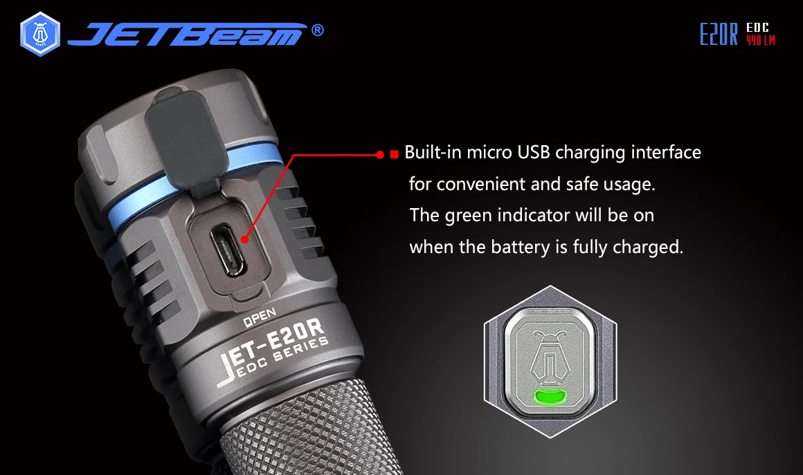 Jetbeam E20R фонарь EDC Cree SST40 N4 BC Led 990 люмен 4 модель функция памяти боковой переключатель 16340 фонарик