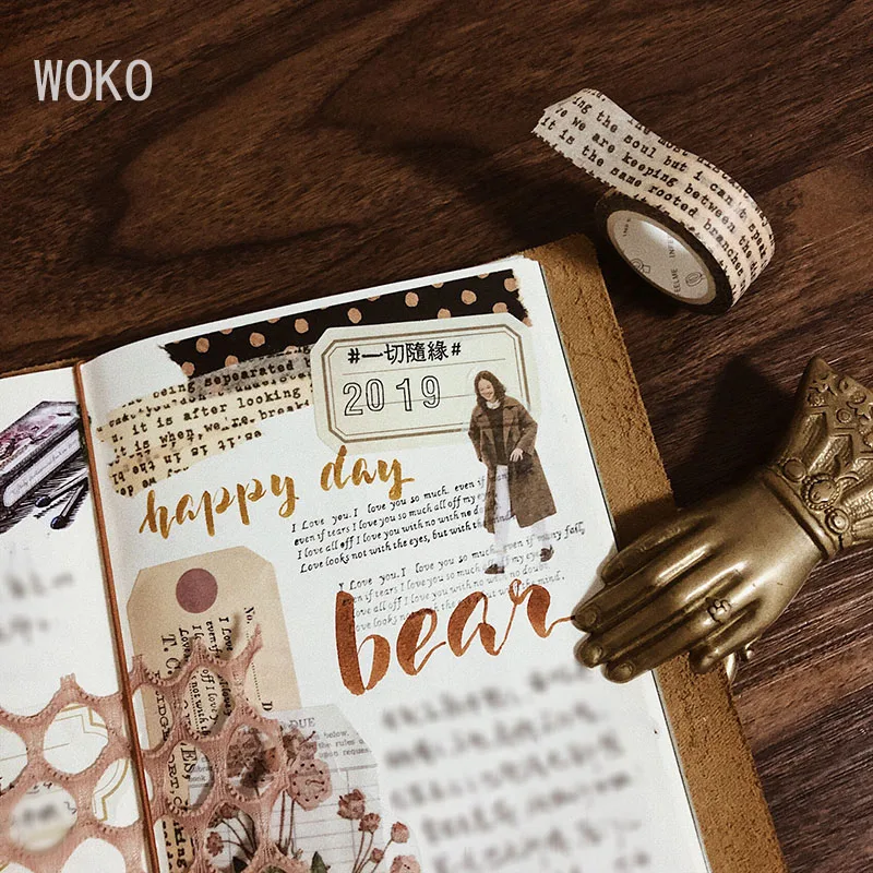 WOKO 15 мм* 7 м Ретро Английский новости бумага s крафт бумага рукопись старый стикер васи лента DIY Пуля журнал Скрапбукинг маскирующая лента