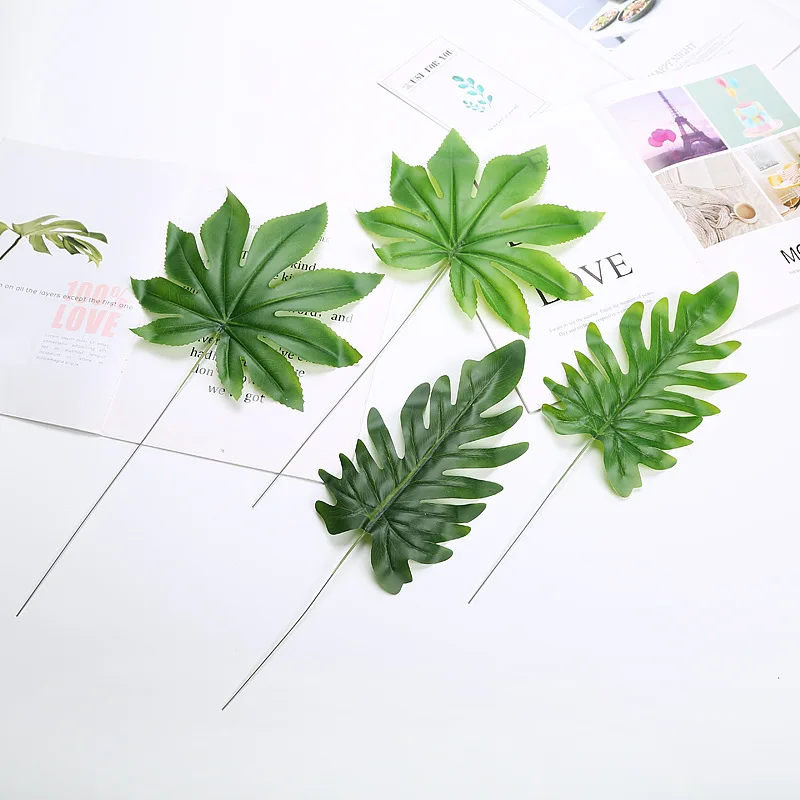 

1pc Spring Taro Octagonal Leaves Artificial Plant Leaf fake Flower Wedding Party Home Garden Decorations