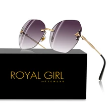 Королевские женские солнцезащитные очки больших размеров без оправы, брендовые дизайнерские солнечные очки в стиле пчелы, винтажные градиентные солнцезащитные очки с металлической оправой UV400 ss793