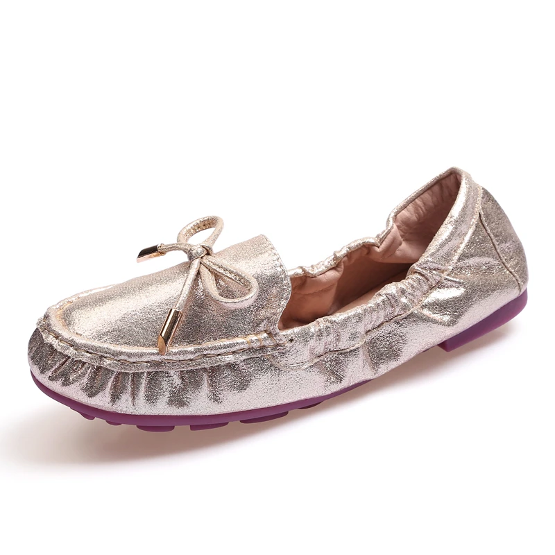 silver foldable ballet flats