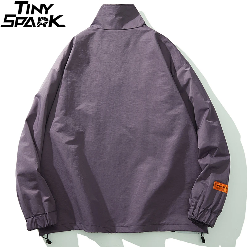Men Hip Hop Jacket Windbreaker 3M Reflective Stripe Oversize Jacket Coat Embroidery Retro Jacket Streetwear Harajuku Autumn