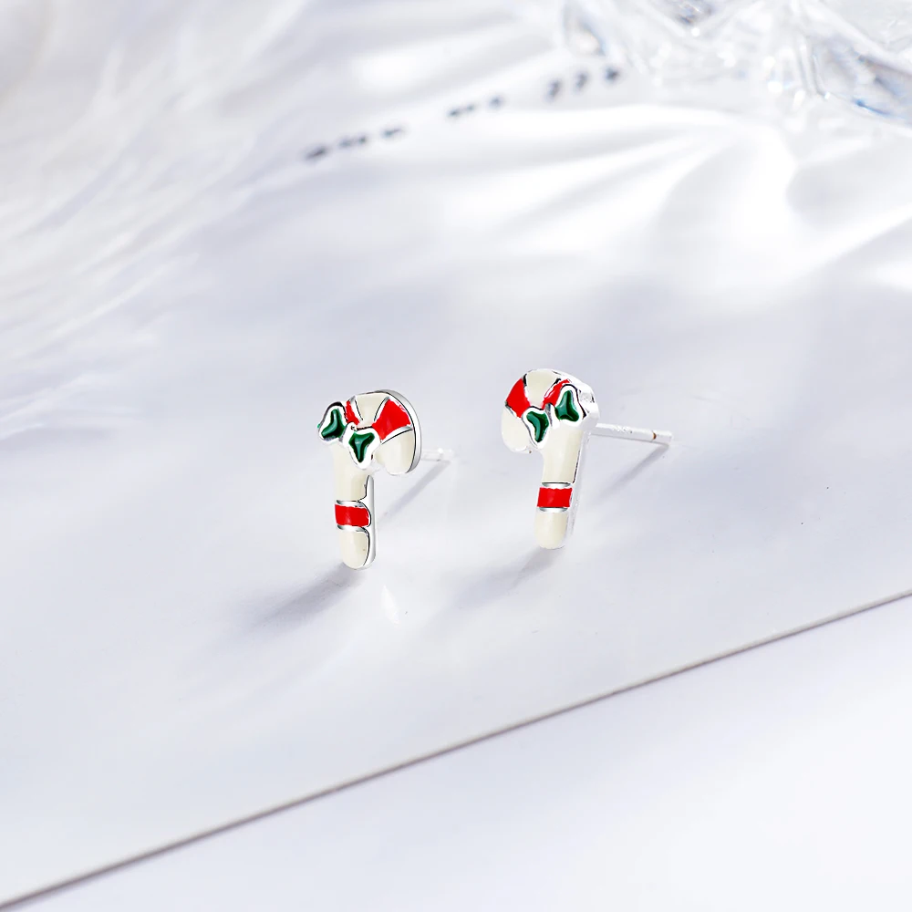 Dainty 925 Sterling Silver Christmas Stud Earrings For Women Tree Snowflake Bell Snowman Deer Earrings Jewelry Xmas Gifts - Окраска металла: S-E713