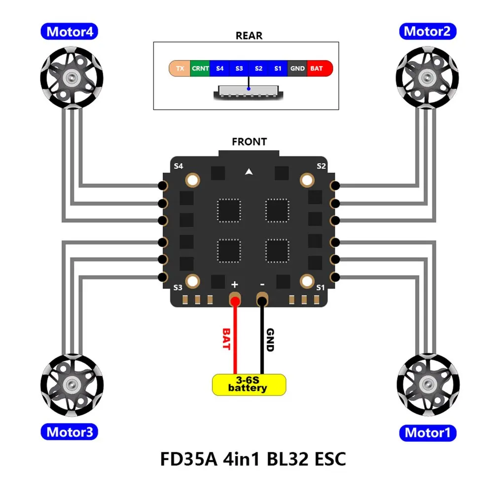 FD435 стек Flytower 20x20 3-6S FD F4 мини Контроллер полета 35A BL32 4в1 ESC для гоночного дрона модель вертолета запчасти
