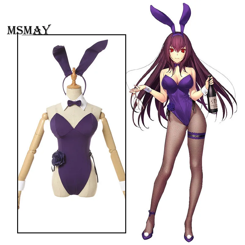 

Game FGO Cosplay Costume Scathach Cosplay Costume Women Purple FGO Sexy Jumpsuit Bunny Girl Halloween Suit