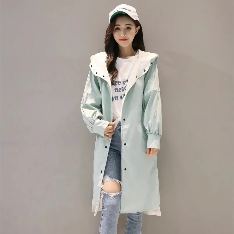 

Autumn New Style WOMEN'S Dress Korean-style Reversible Loose And Plus-sized Coat WOMEN'S Trench Coat Hooded Jacket