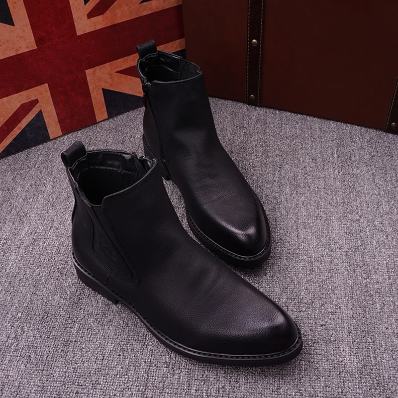 영국 스타일 망 레저 첼시 부츠 통기성 원래 가죽 신발 streetwear 잘 생긴 카우보이 부팅 신사 발목 botas