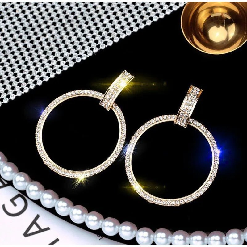 

Zircon Circle Earrings for Women Fashion Trendy Charms Statement Elegant Luxury Dangle Drop Earring Jewelry Gift for Girls