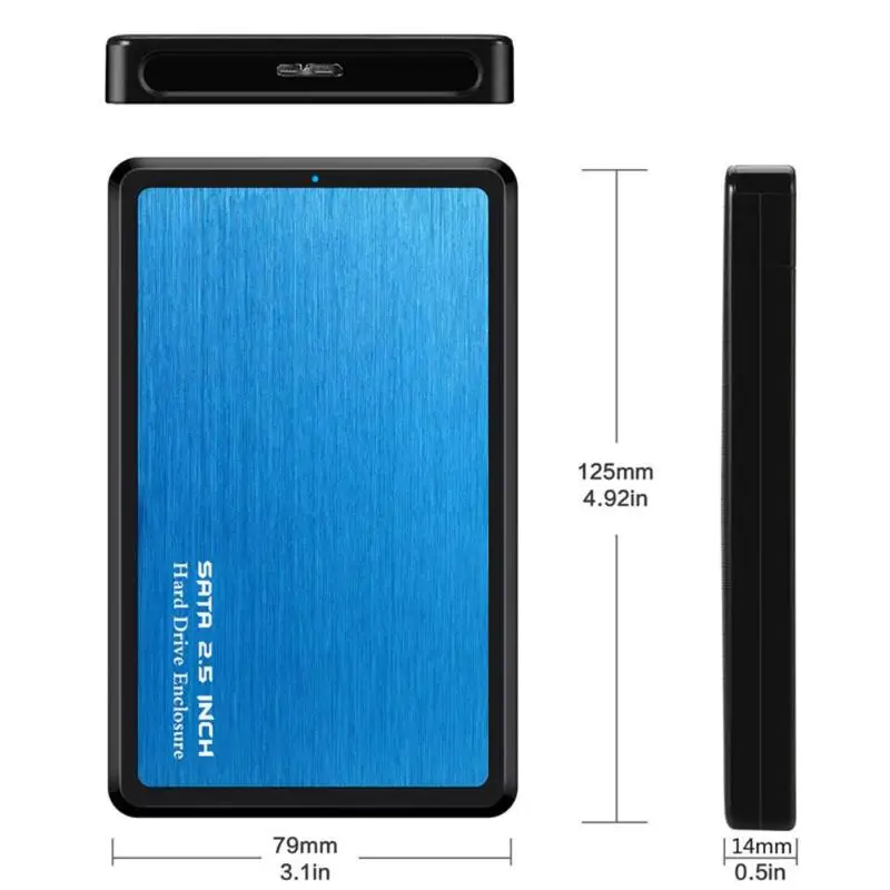Синий 2,5 дюймов алюминиевый чехол для жесткого диска USB 3,0 на SATA HDD SSD мобильный корпус 5 Гбит/с портативный слайдер аксессуары для компьютера - Цвет: Синий