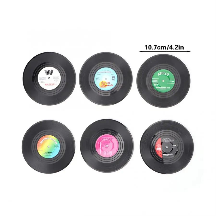 6 шт. Ретро круглая Запись CD форма подстаканник стол кофе напиток чашка коврик подстилка домашнее украшение