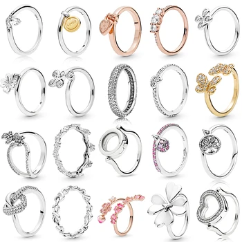 

Anillos Hot Sale100% 925 Sterling Silver Flower Ring Love Authentic Floating Locket Rings for Women Original Fine Jewelry anel