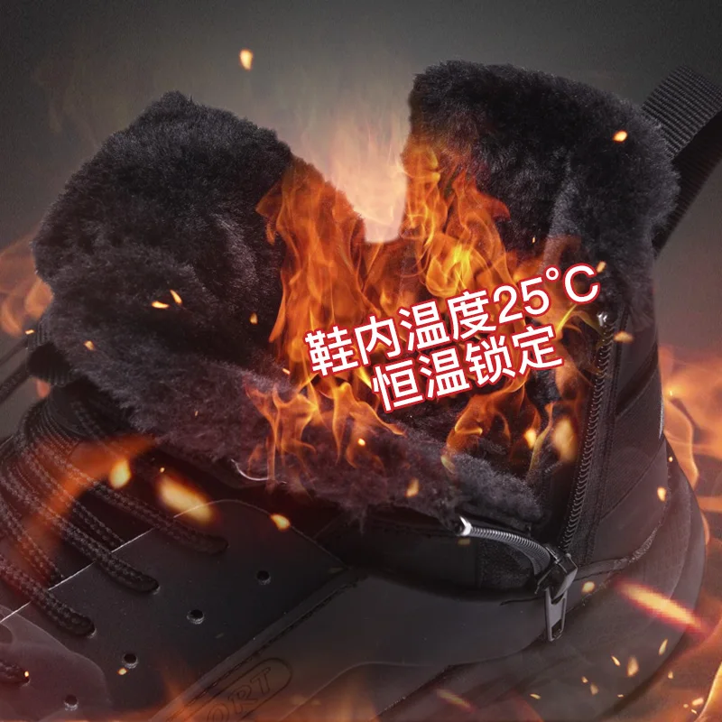 Brand Designer Snow Boots Winter Plush Warm Men Boots Lace-Up Non-slip Male Ankle Boots Waterproof Boots Autumn Man Work Shoes