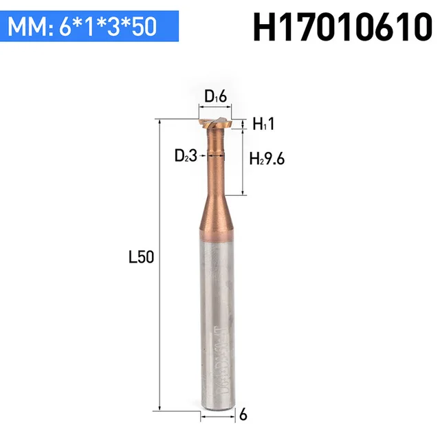 HUHAO 1 шт. 4 6 8 10 мм хвостовик Т-образного пазового фреза общий сплав Вольфрамовая сталь долбежные фрезы ЧПУ Инструмент Концевая фреза - Длина режущей кромки: H17010610
