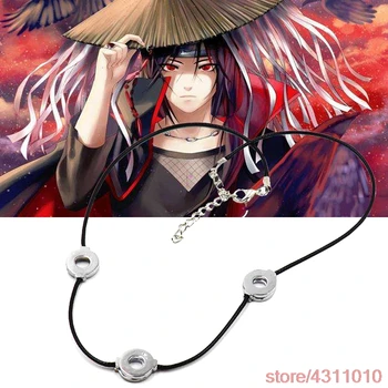 

anime cosplay uchiha itachi pendant necklace costume accessories 3 Loops circle Naruto Akatsuki pendant Necklaces Jewelry Choker