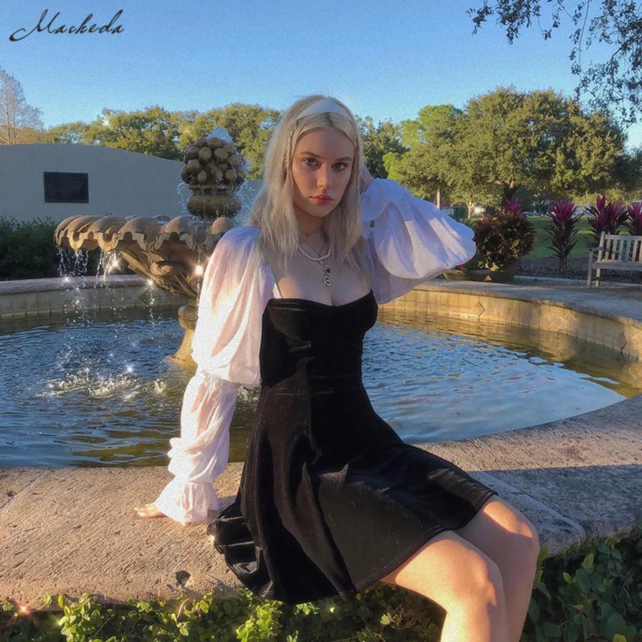 Платье macheda женское с открытой спиной элегантное приталенное длинным рукавом