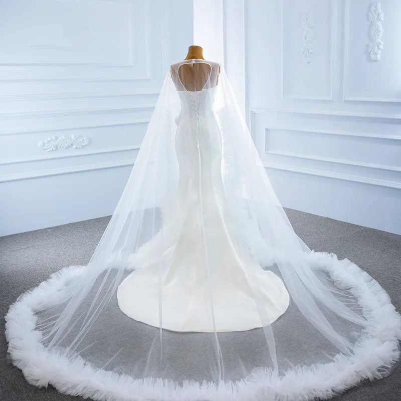 J67190 New Jancember Mermaid White Satin Wedding Dress 2020 Watteau Train Tank With Sleeveless O-Neck 2