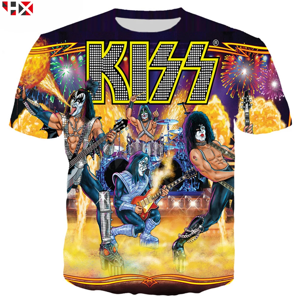 Новая летняя одежда металлическая рок группа KISS футболка для мужчин/женщин с 3D