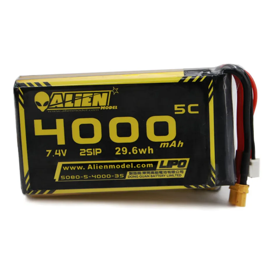 AlienModel 7.4V 4000mAh 2S 5C Lipo Battery for QX7 / Radiomaster TX16S / Jumper T16 / T18