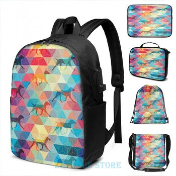 

Funny Graphic print WEIMARANER AND TRIANGLES USB Charge Backpack men School bags Women bag Travel laptop bag