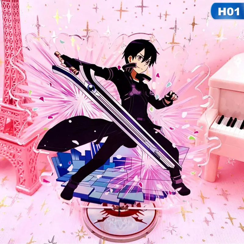 Sword Art Online Model Anime Cartoon Toys Yuuki Asuna Kirigaya Kazuto Acrylic Figure Christmas Gift Decoration - Цвет: H01