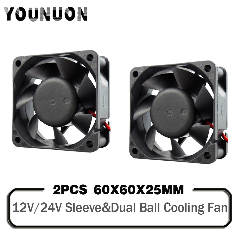 2 шт. DC 5V 12V 24V 60mm 60x60x25mm вентилятор охлаждения 6025 PC Вентилятор компьютера осевой
