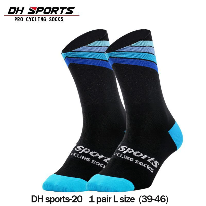 DH Sport Pro Beste Sport socken winddicht Coolmax warme Wetter Hoch radfahren socken Crazy Basketball Laufen athletisch Defeet - Цвет: Black blue