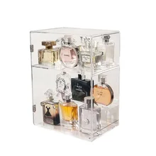 Модный прозрачный акриловый органайзер для макияжа Водонепроницаемый пылезащитный косметический ящик для хранения косметики для ванной Настольный косметический ящик для хранения