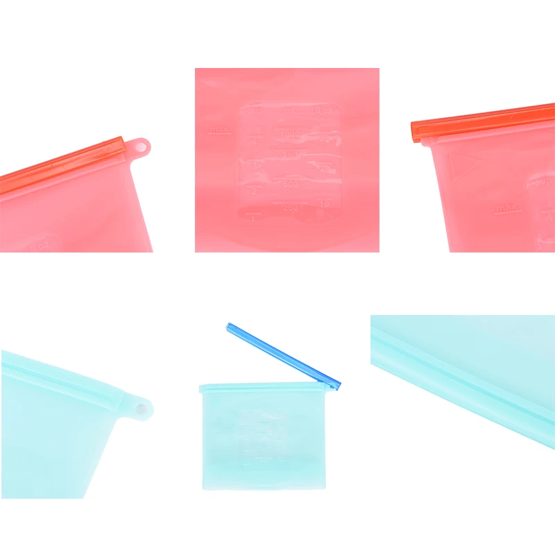 1pcs Silicone Bag 1000ml Storage Bag Refrigerator Fresh Bags Organization Reusable Silicone Food Bag Zero Waste Ziplock Food