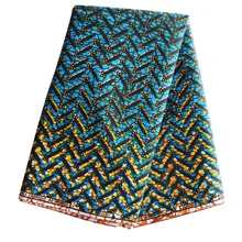 Excellent African Pagne Veritable Ankara Guaranteed Real Dutch Wax Beautiful Pattern Print Blue Cotton Fabric 6 Yards
