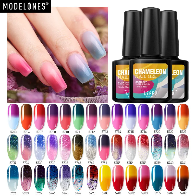  Modelones 10ML Thermo Nail Gel Polish Change Color Temperature UV Nail Gel Polish Thermal UV Gel Na