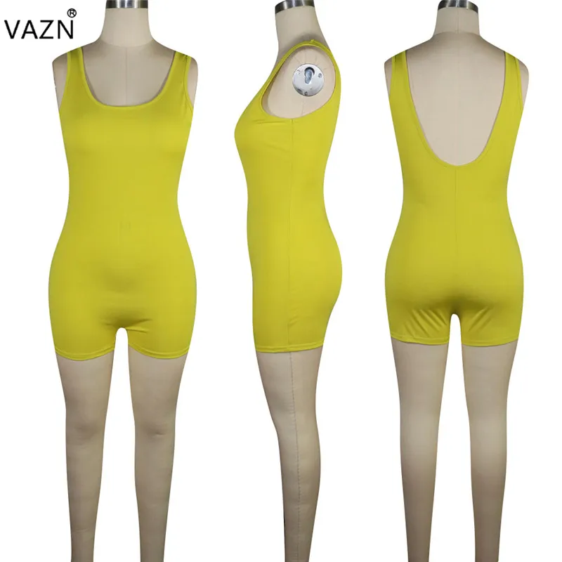 VAZN Весна Горячая Мода Женские однотонные 4 цвета Bodycon Костюмы Леди o-образным вырезом без рукавов пикатные с открытой спиной обтягивающие костюмы QM3671