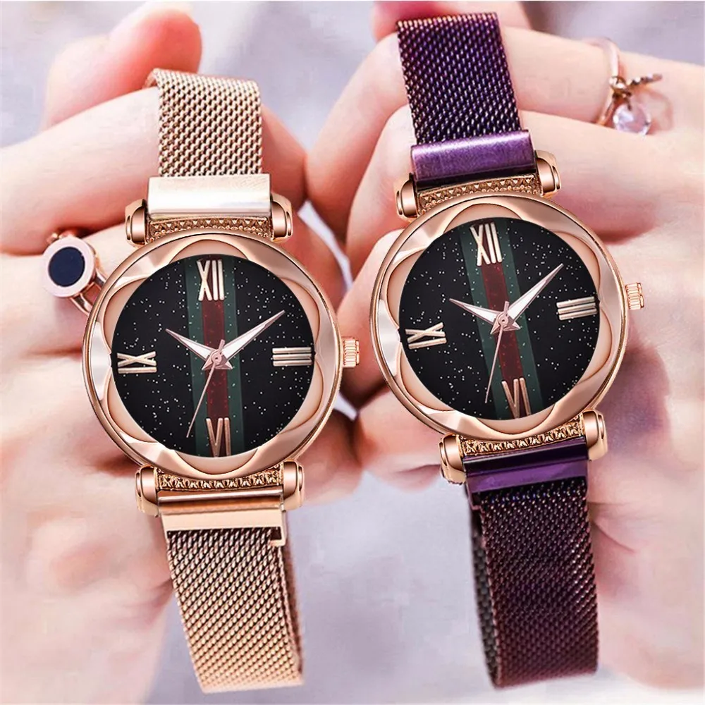 

Hot Sale Women Magnet Buckle Starry Sky Roma Watch Luxury Fashion Ladies Geometric Surface Quartz Watch Relogio Feminino
