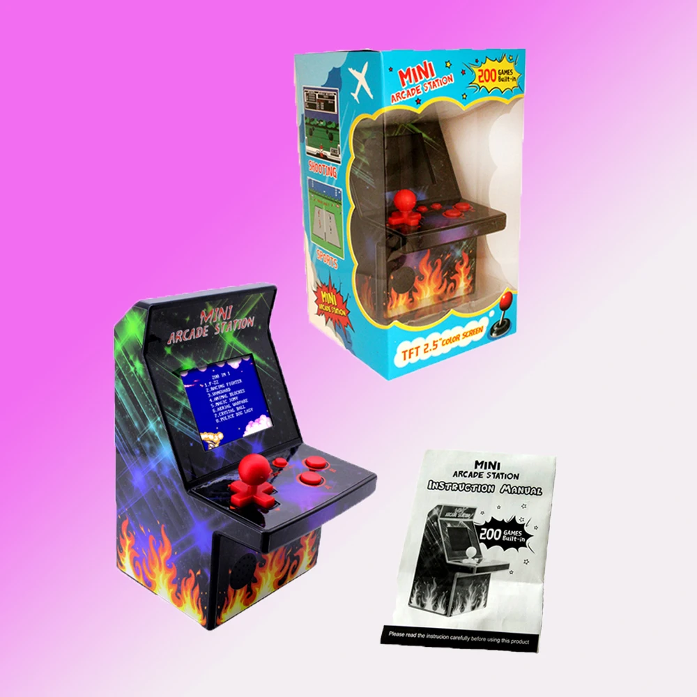 Портативный ретро портативные игровые консоли 8-битный игровой автомат Мини Аркадные игры Встроенный 200 футболки с принтами на тему классических игр для детей «тетрис» Juegos